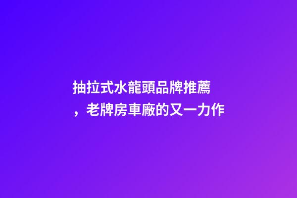 抽拉式水龍頭品牌推薦，老牌房車廠的又一力作